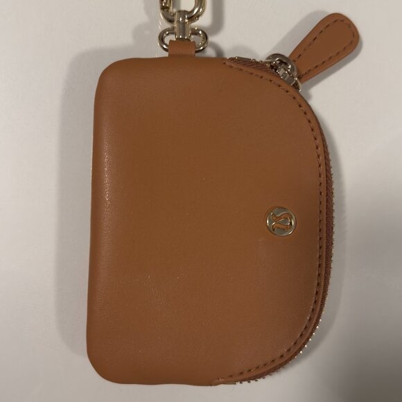 Lululemon Dual Pouch Wristlet, Leather Alternative, Gold & Brown - Picture 2 of 5